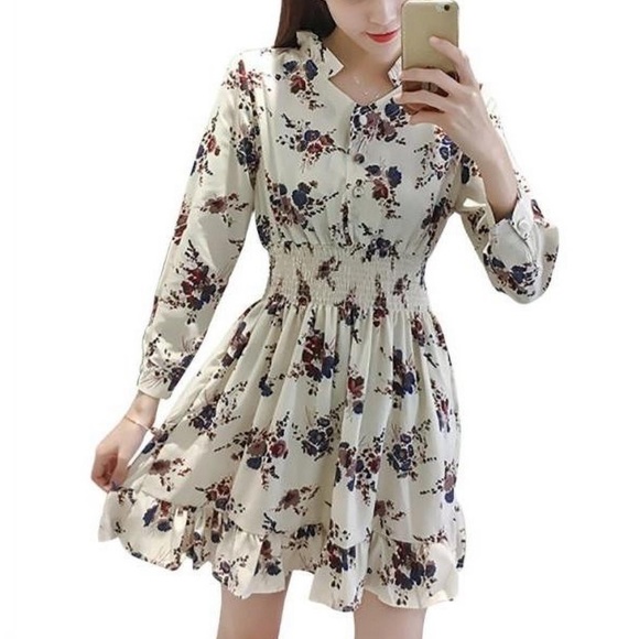 Floral Long Sleeve Dress A Line Size Small - Picture 3 of 11